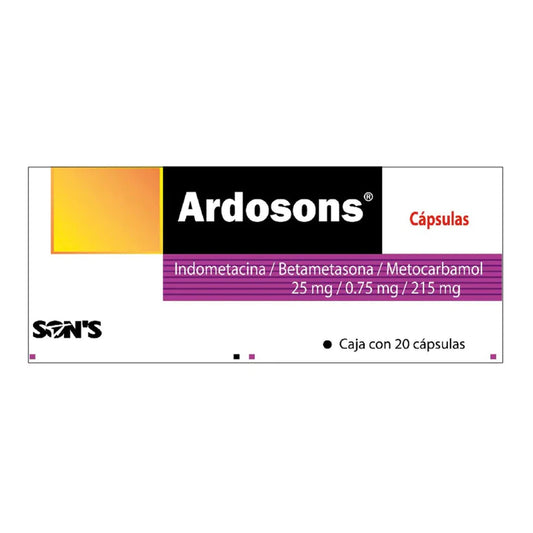 Ardosons 25/0.75/215 mg, caja 20 capsulas.