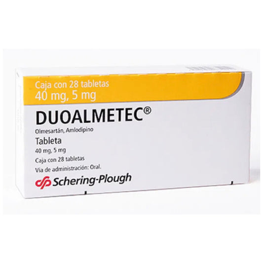 Duoalmetec 40/5 mg, con 28 tabletas.