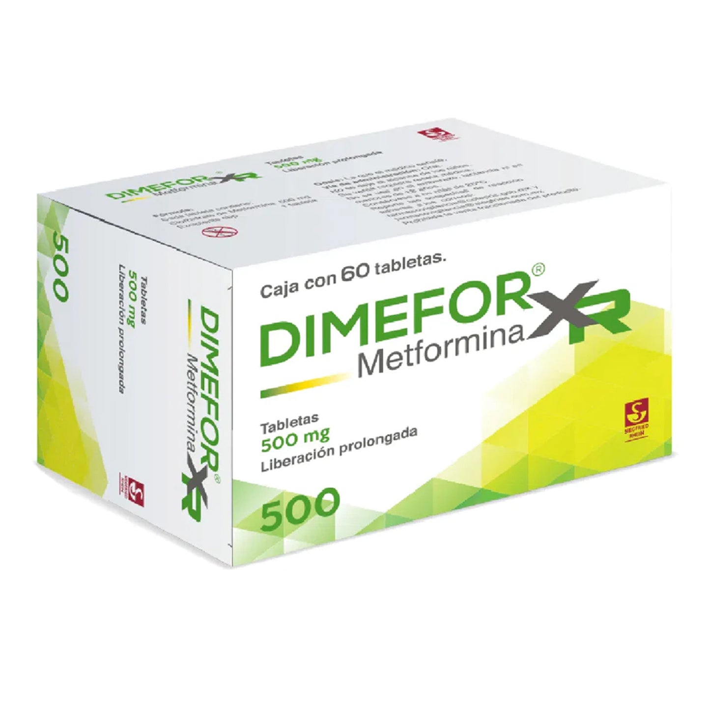 Dimefor XR 500 mg, 60 tabletas.