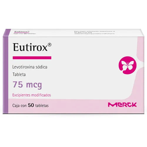 Eutirox 75 mcg, Caja con 50 tabletas.