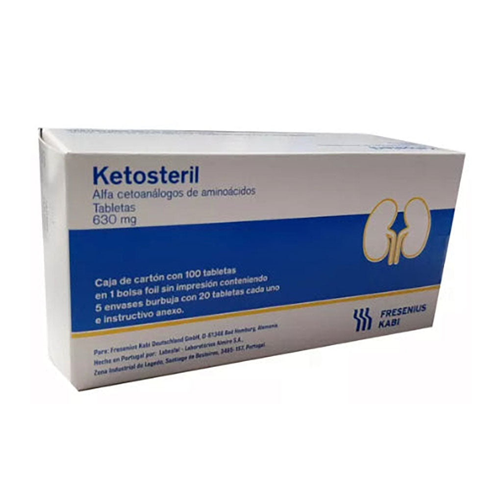Ketoesteril, tabletas 630 mg. caja con 100 tabs.