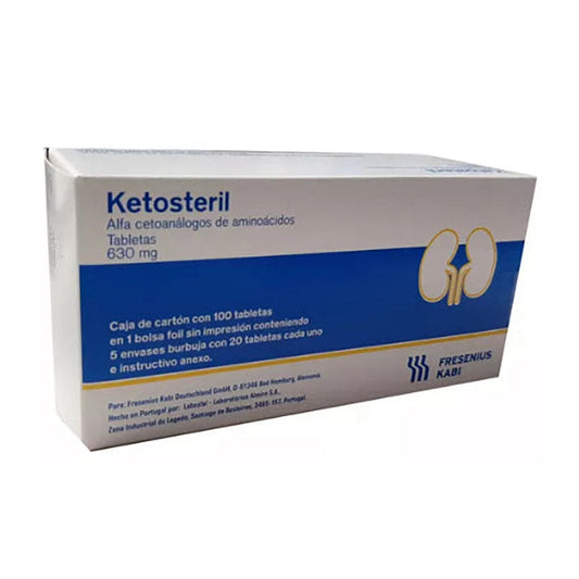 Ketoesteril, tabletas 630 mg. caja con 100 tabs.