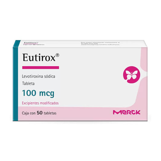 Eutirox 100 mg, oral caja con 50 tabletas.