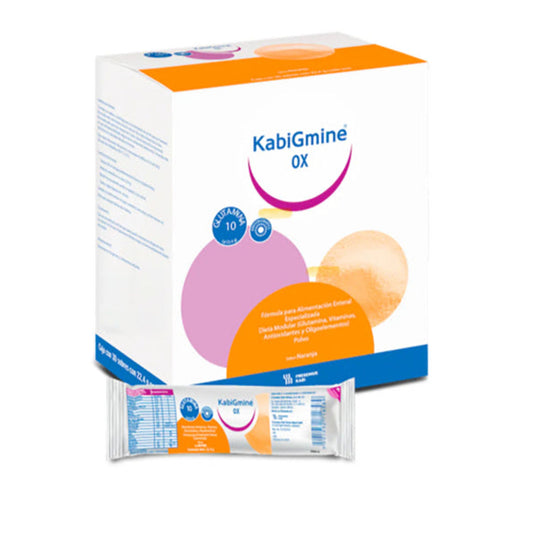 Kabigmine Ox Polvo, caja con 30 sobres, sabor naranja.