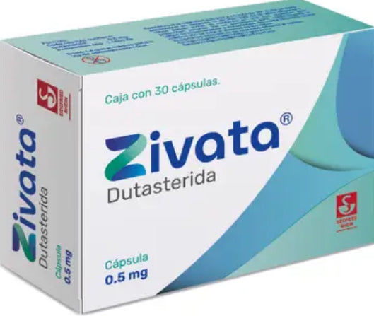 Zivata 0.5 mg ( Dutasterida), caja con 30 capsulas.