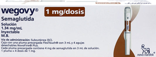 Wegovy 1.0 mg flex touch 3 ml, una pluma. Semaglutida.
