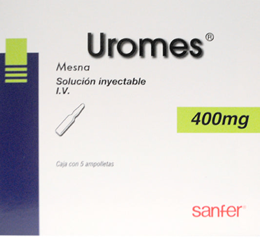 Uromes 400 mg, Solucion inyectable, caja con 5 ampoyetas.