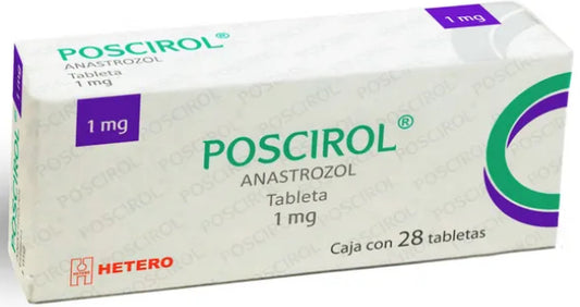 Poscirol 1 mg, caja con 28 tabletas.