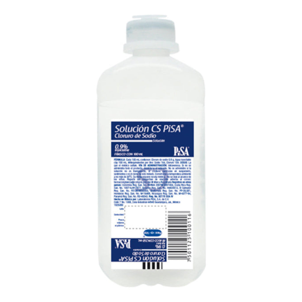 Solución CS Pisa mini oval 100 ml al 0.9% envase.