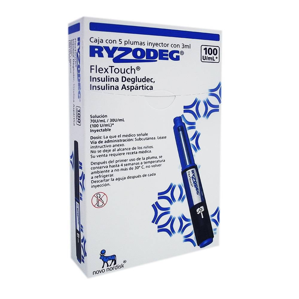 Ryzodeg flex touch 100 UI/ml 5x3ml 5 CARTUCHOS