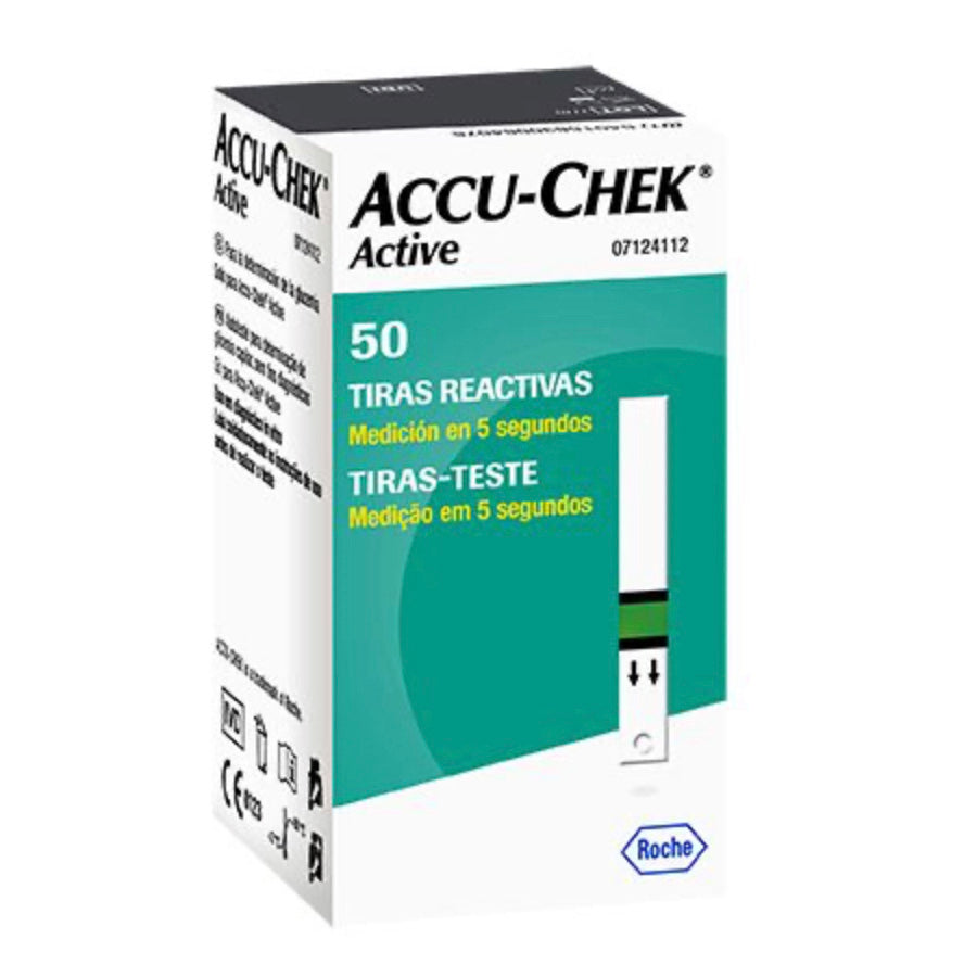 Tiras reactivas, marca Accu-Check Active®, 50 tiras reactivas