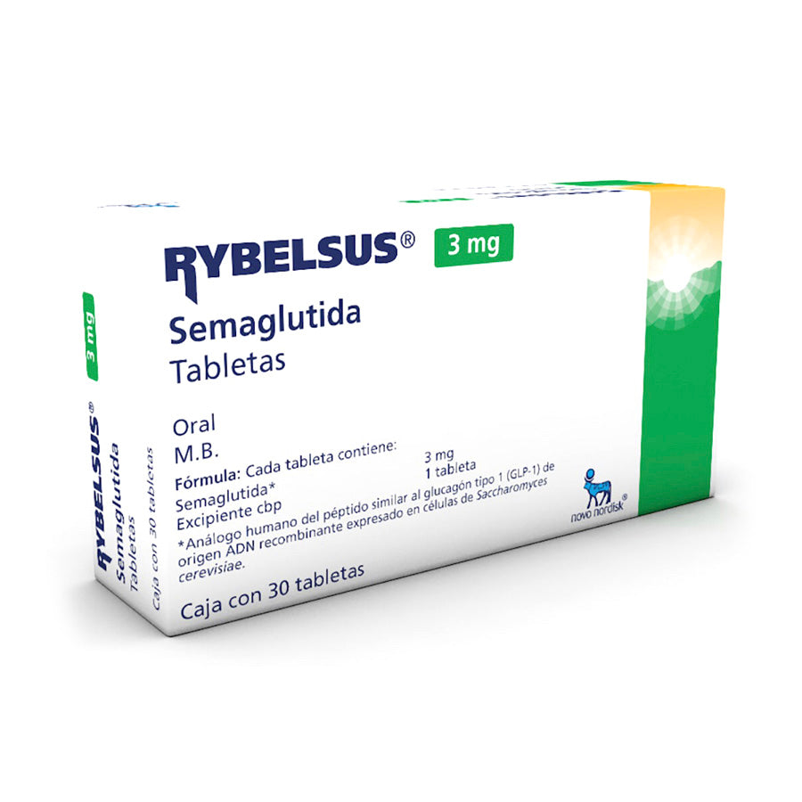 Semaglutida, marca Rybelsus®, 3 mg, caja con 30 tabletas