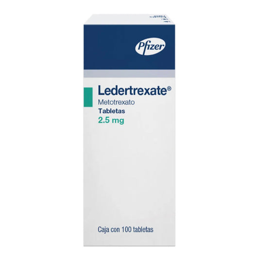 Ledertrexate 2.5 mg, caja con 100 tabletas.