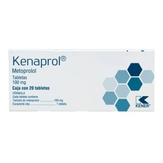 Kenaprol, Metoprolol 100 mg, 20 tabletas.
