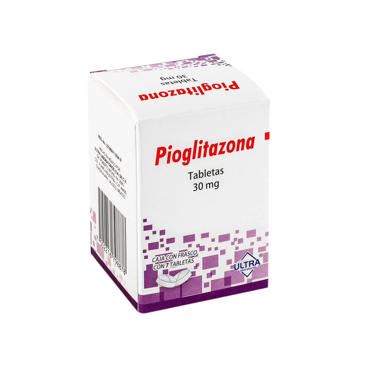 Pioglitazona, 30 mg, 7 tabletas