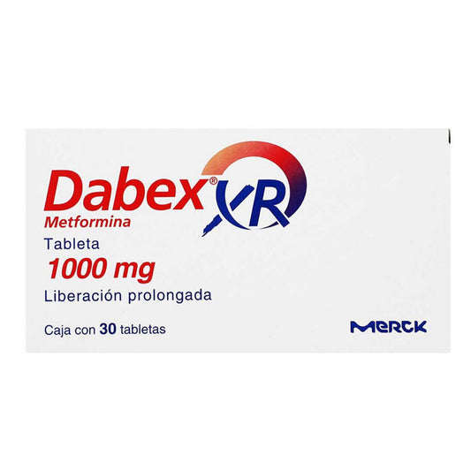 Metformina, marca Dabex® XR, 1000 mg, 30 tabletas