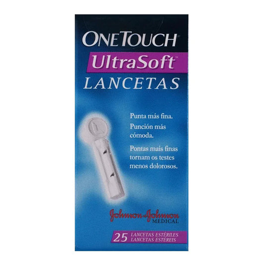 Lancetas Ultra Soft, One Touch, caja con 25 Lancetas.