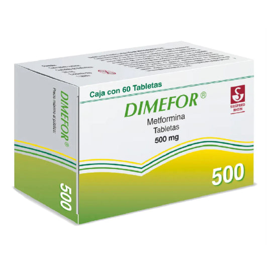Dimefor 500 mg, 60 tabletas.