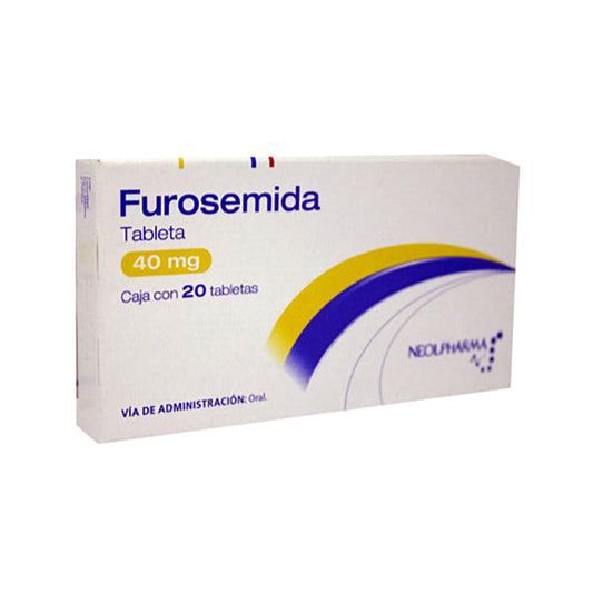 Furosemida 40 mg , caja con 20 tabletas.