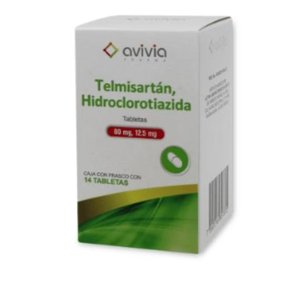 Telmisartán con hidroclorotiazida, 80 mg / 12.5 mg, 14 tabletas. AVIVIA