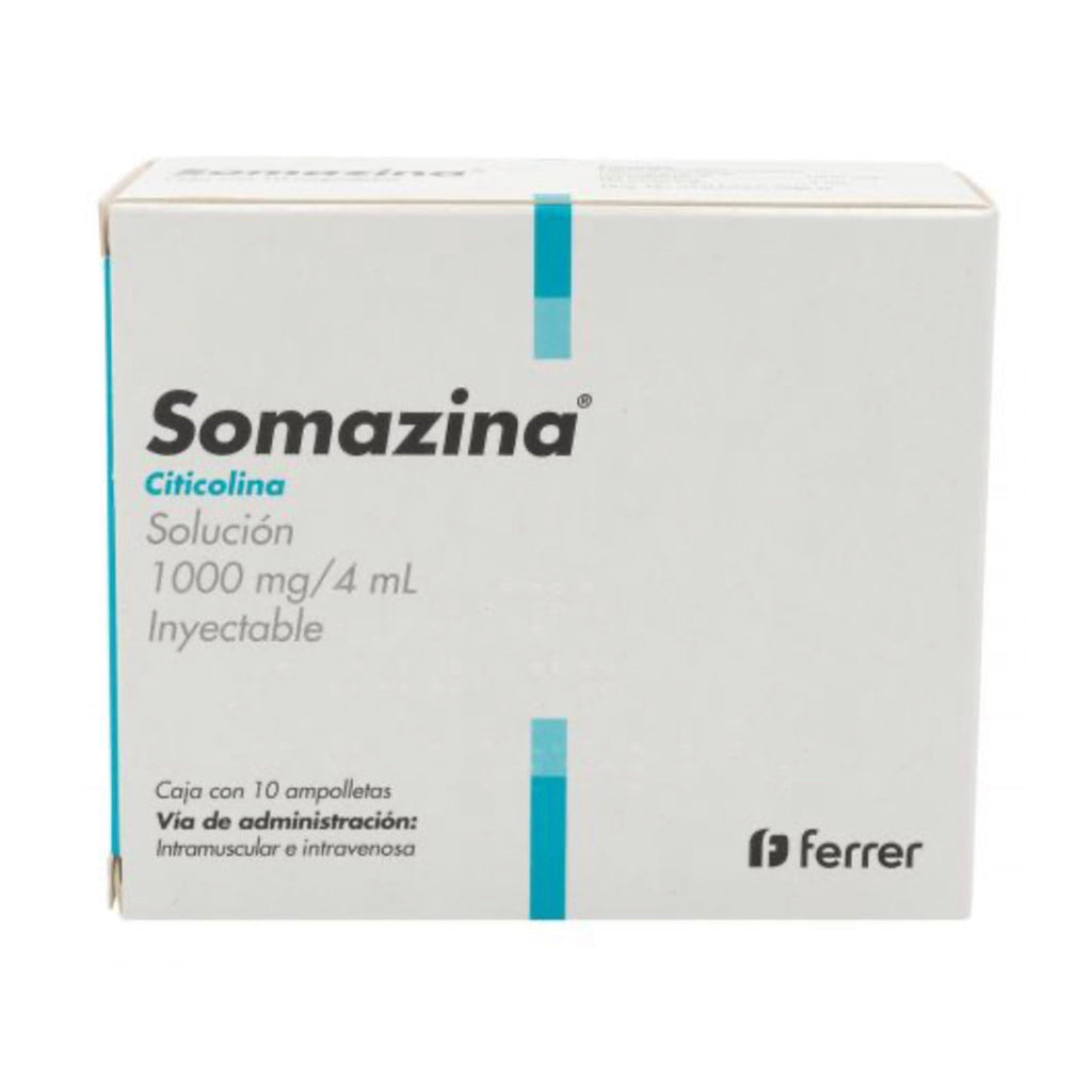 Somazina a 1000 mg, 4 ml. Solucion inyectable, 10 ampolletas.