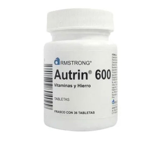 Autrin 600, frasco con 36 tabletas.