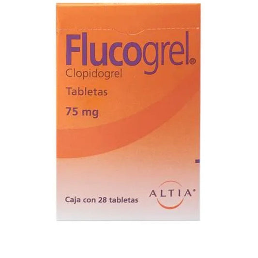 Flucogrel 75 mg. Caja con 28 tabletas.