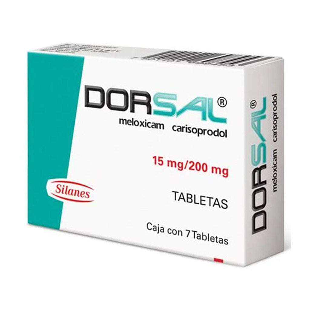 Dorsal 15/200 mg, caja con 7 tabletas.