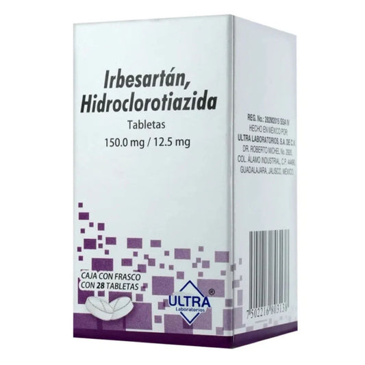 Irbersartan Hidroclorotiazida 150/12.5 mg 28 tabletas