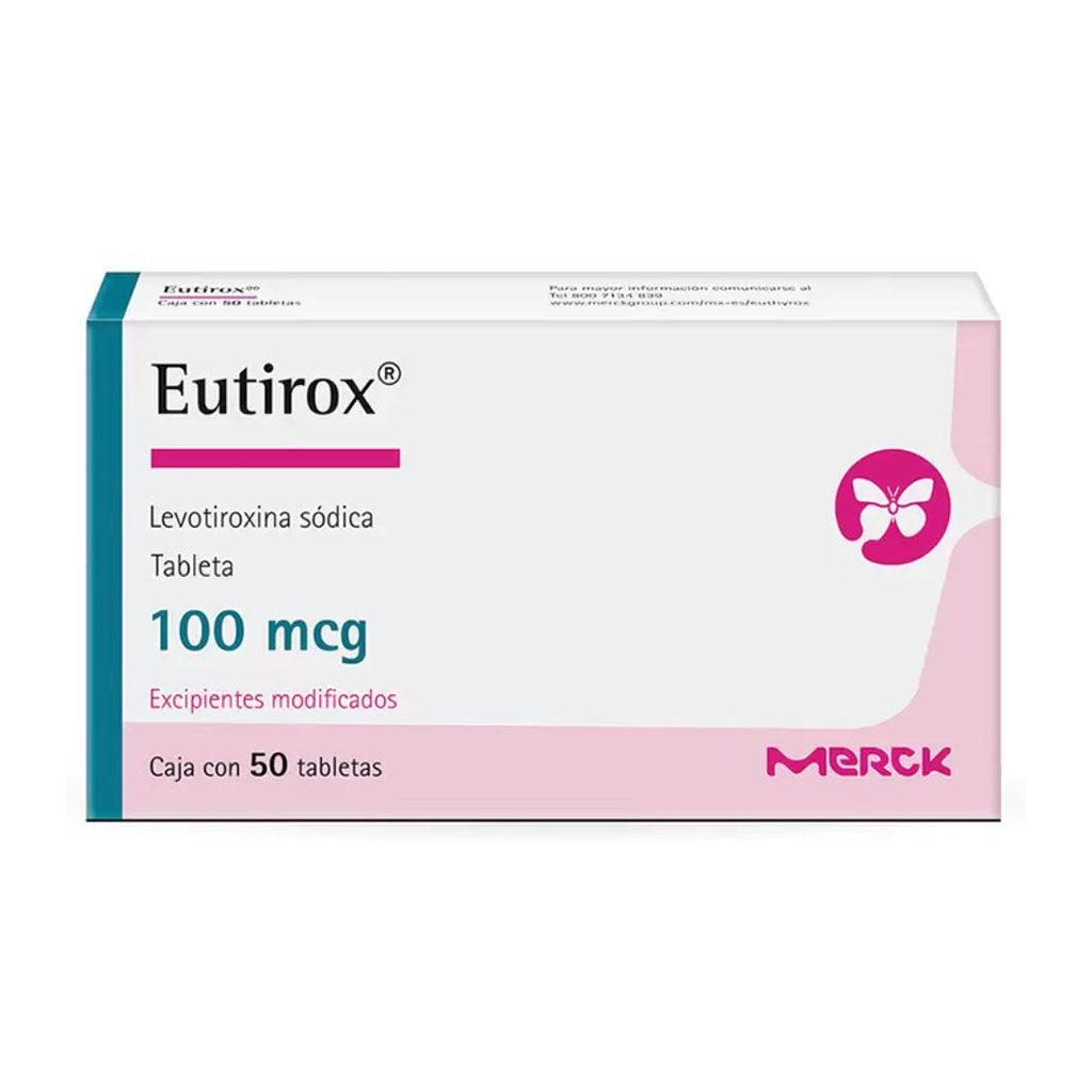 Eutirox 100 mg, oral caja con 50 tabletas.
