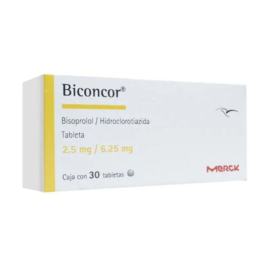 Biconcor 2.5/6.25 mg, oral caja con 30 tabletas.