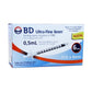 Jeringas desechables para insulina BD Ultra Fine 31 G X 6 mm , 30 piezas de .5 ml.