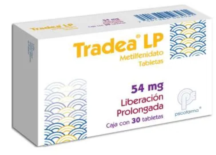 Tradea LP 54 mg, caja con 30 tabletas.