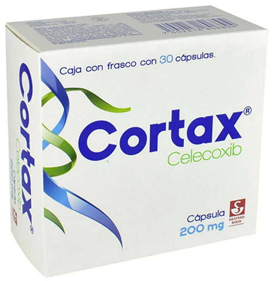 Cortax 200 mg, caja con 30 capsulas.