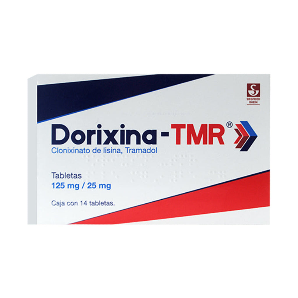 Dorixina TMR 125/25 mg, caja con 14 tabletas.