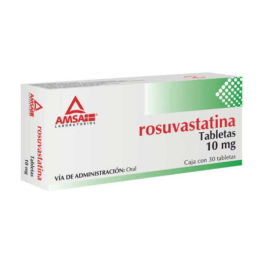 Rosuvastatina 10 mg, caja con 30 tabs. Amsa.