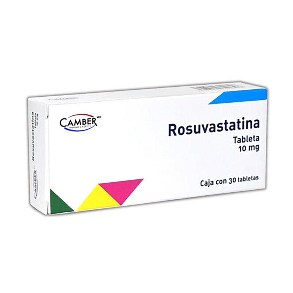 Rosuvastatina 10 mg, caja con 30 tabletas. CAMBER