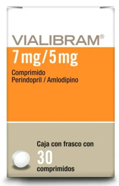 Vialibram 7/5 mg, caja con 30 comprimidos.