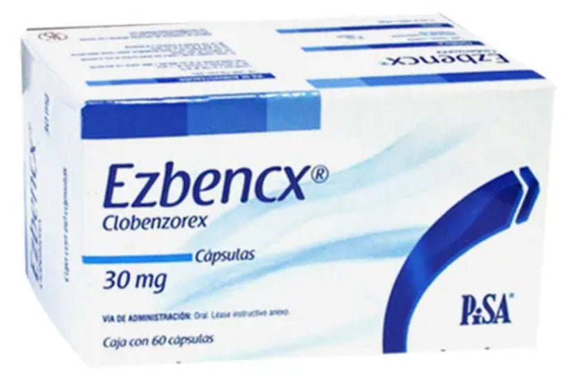 Ezbencx 30 mg, caja con 60 capsulas.