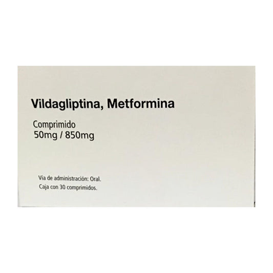 Vildagliptina Metformina, 50/850 mg, Oral 30 Comprimidos.