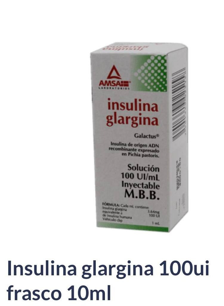Insulina glargina, marca AMSA®, 10 mL, 100 UI / mL