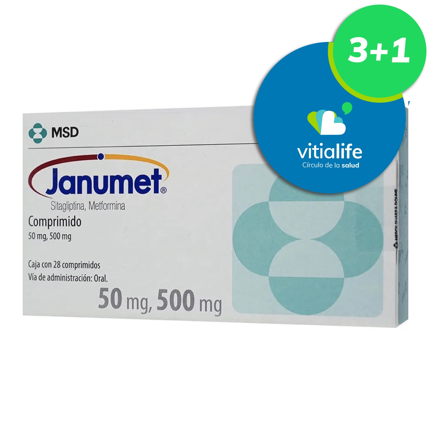 Janumet 50500 Mg Con 28 Comprimidos Vitialife 9965