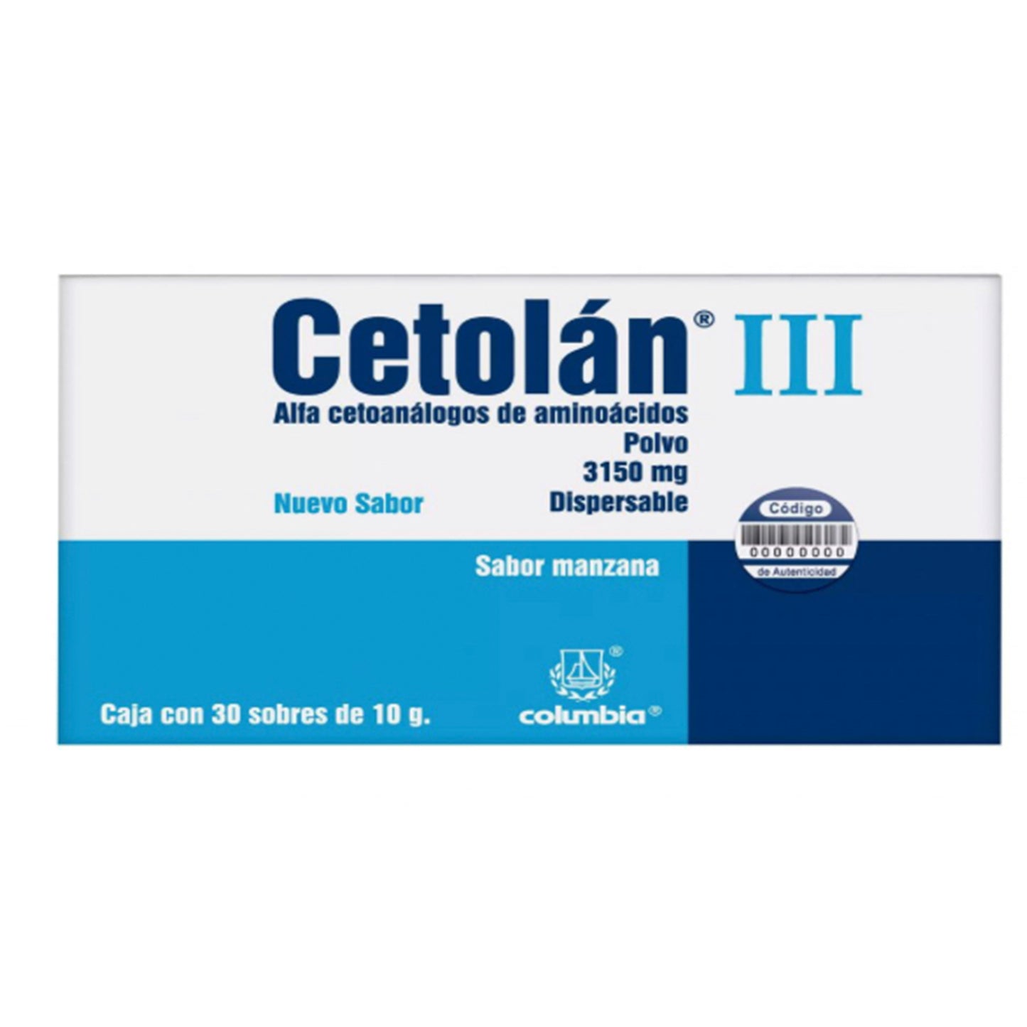 Cetolan III Sabor VAINILLA 3150 mg, en Polvo, 30 sobres.