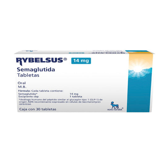 Semaglutida, marca Rybelsus®, 14 mg, caja con 30 tabletas