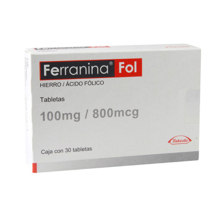 Hierro ácido Fólico Marca Ferranina® Fol 100 Mg 800 Mcg Caja Co Vitialife 2734