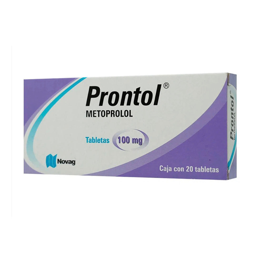 Metoprolol, marca Prontol®, 100 mg, 20 tabletas