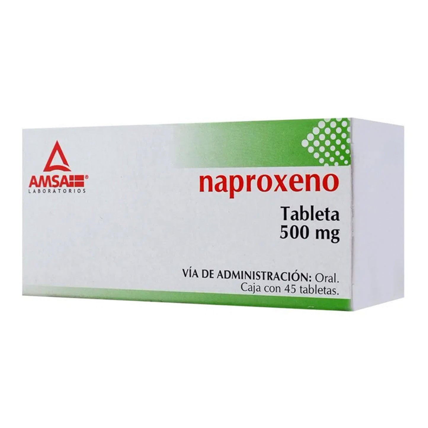 Naproxeno 500 mg, caja con 45 tabletas.