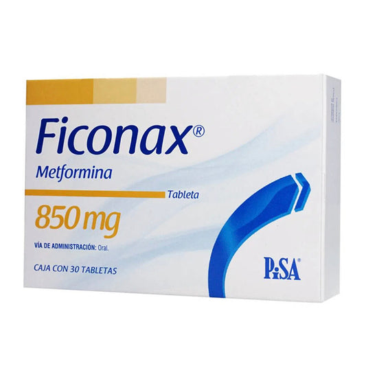 Metformina, marca Ficonax®, 850 mg, 30 tabletas