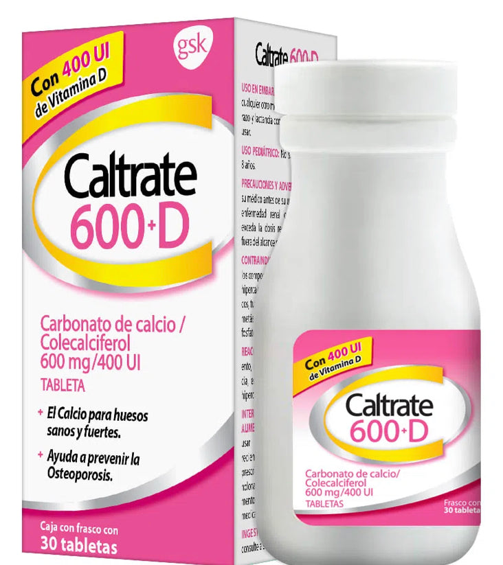 Caltrate 600+D 400UI, 30 tabletas.