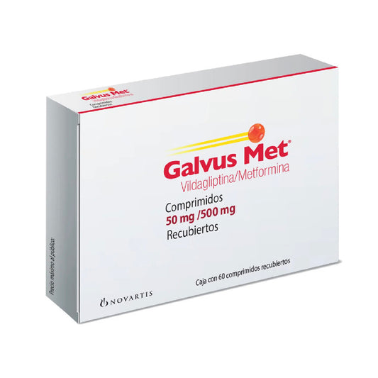 Vildagliptina / Metformina, marca Galvus Met®, 50 mg / 500 mg, 60 comprimidos